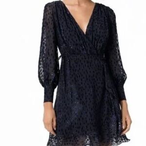 The Kooples Black Burnout Sheer Velvet Moon Dot Mini Dress Size 1-US S/M